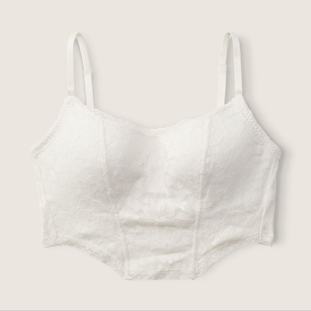 VS PINK lightly lined lace corset top sz-Lg-NWT